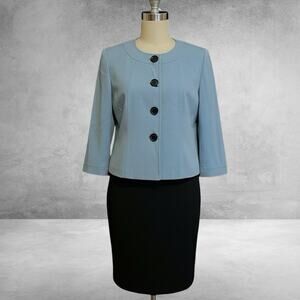 Tahari Arthur S. Levine Blue Collarless Blazer Jacket Size 10